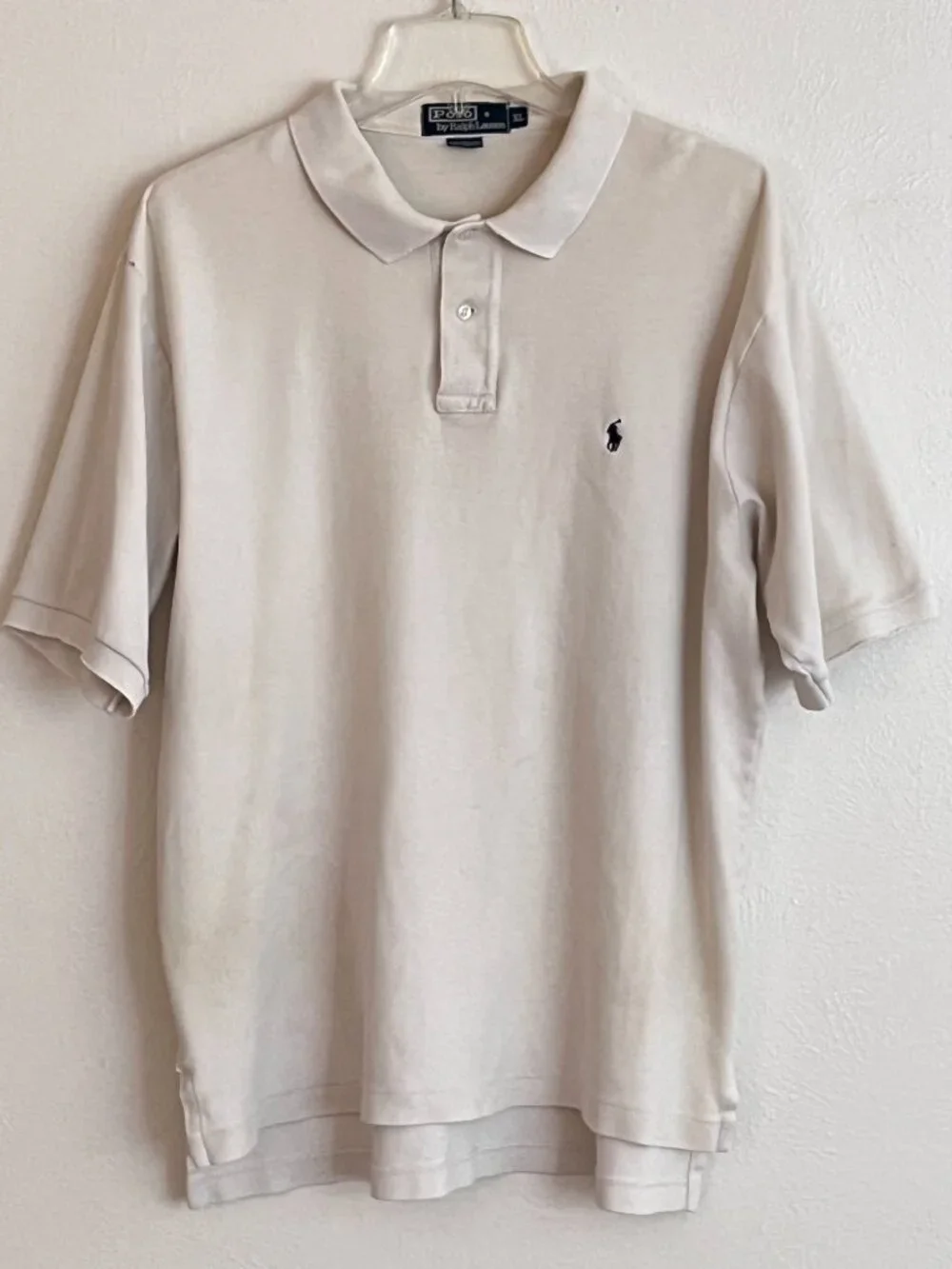 Polo Ralph Lauren Men's 100% Cotton Cream Short Sleeve Polo Shirt Size XL Preppy